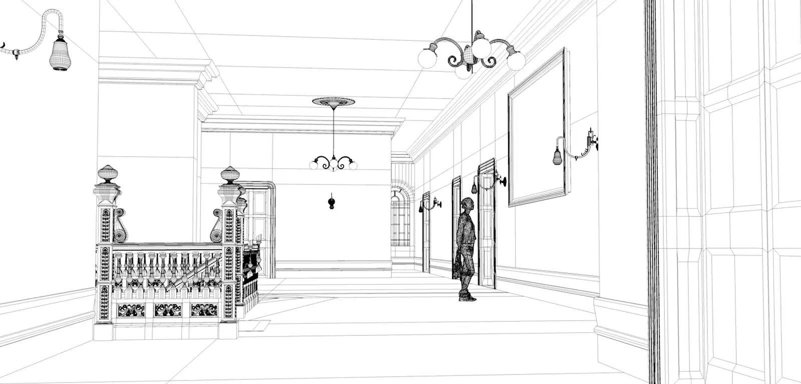 鹿鳴館の3DCG復元モデル 外観俯瞰図 写真に基づく精密再現